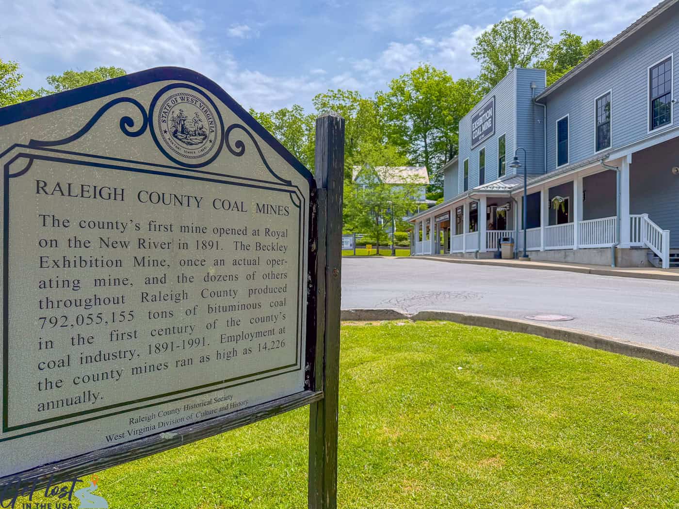 Raleigh County Coal Mines historical sign.