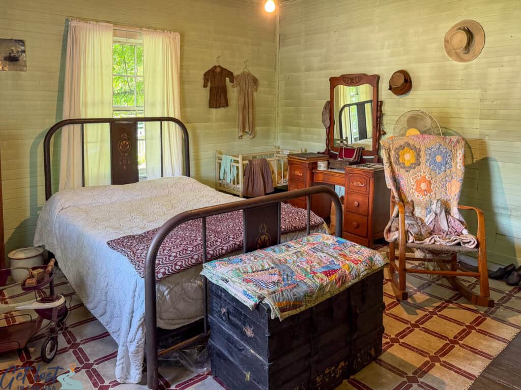 bedroom in coal miner shanty.