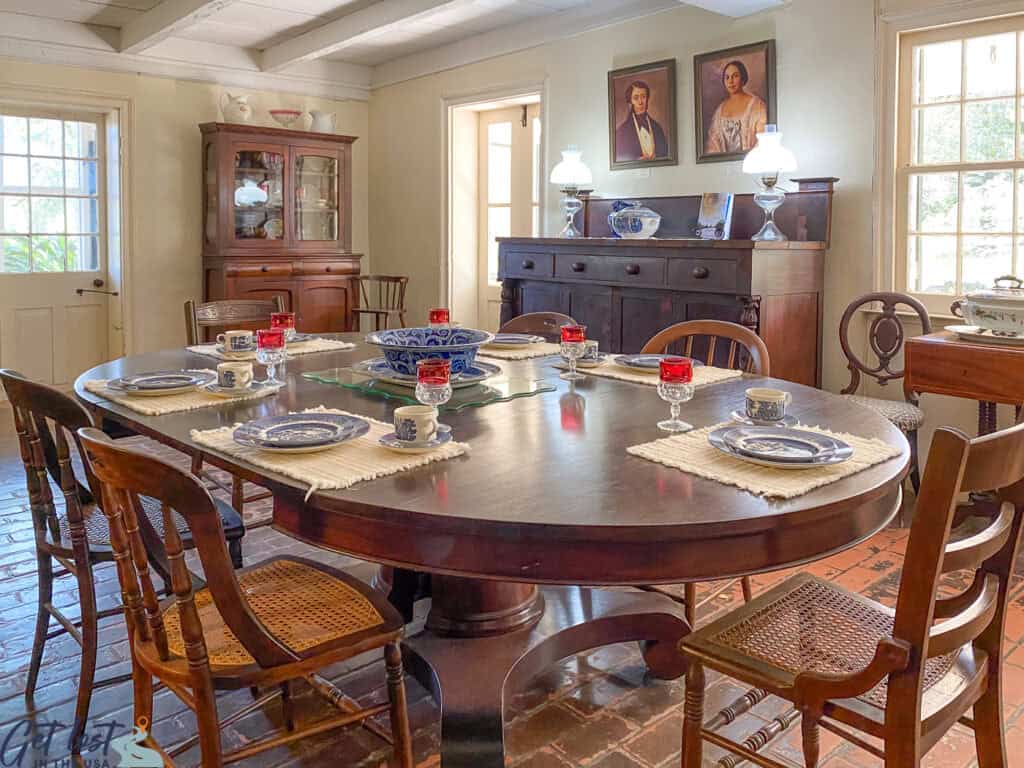 dining room in Big House - Melrose Plantation.