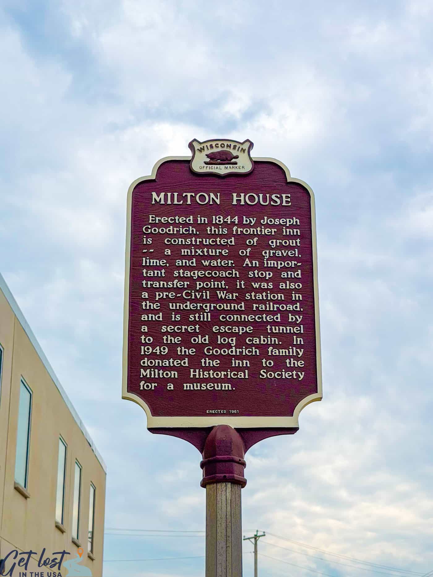Milton House Museum historical sign.