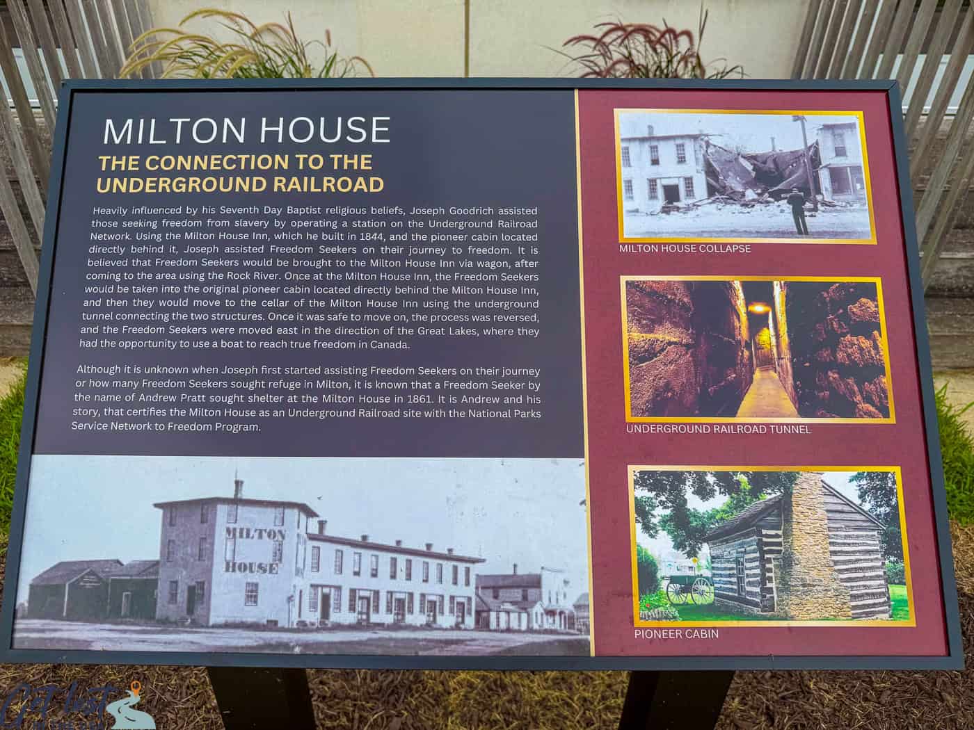 Milton House Museum informational sign.