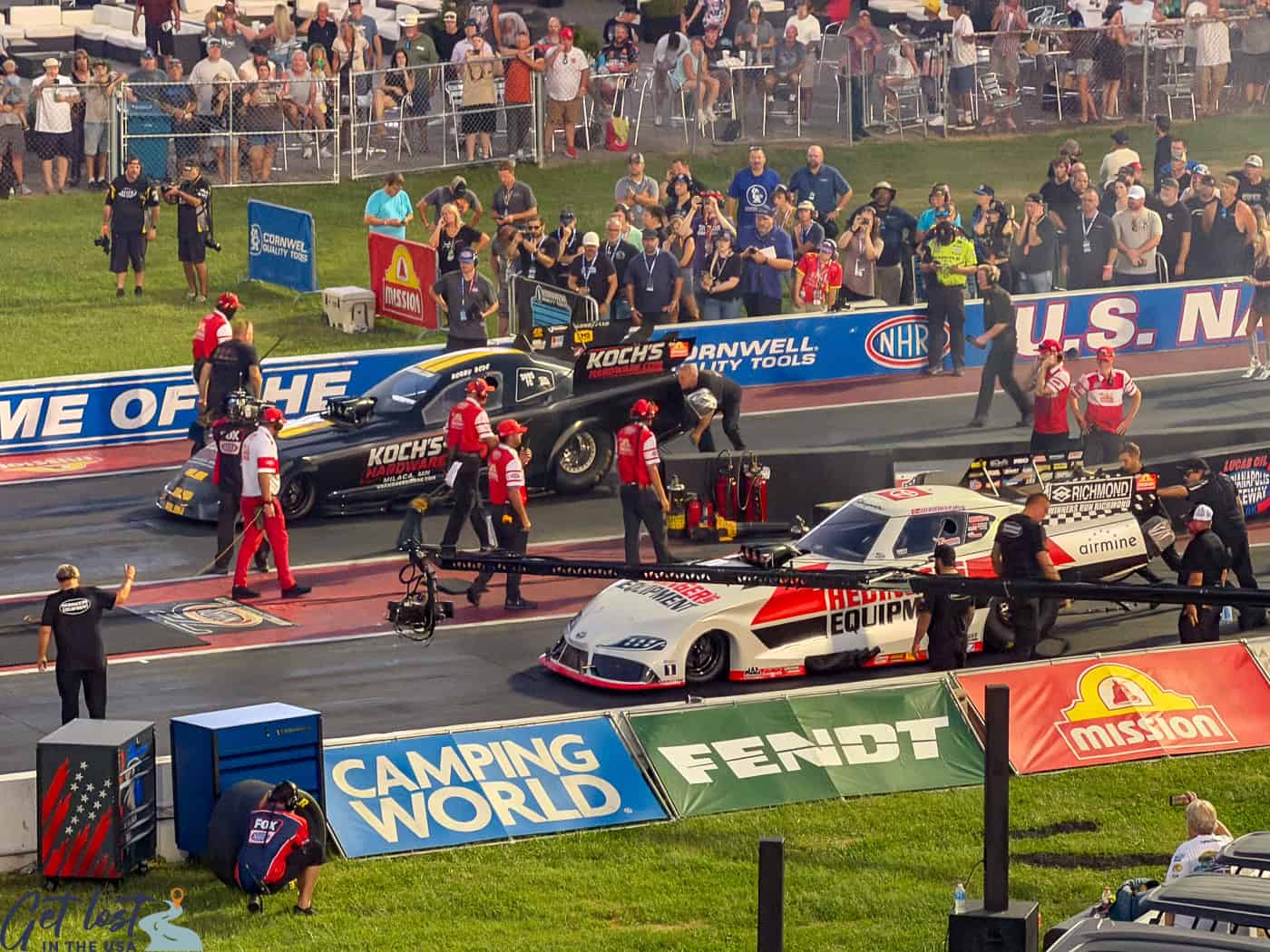 race cars at the NHRA U.S. Finals.